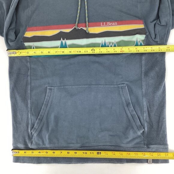 LL Bean Hoodie Mens Slightly Fitted Mountain Graphic Pullover Sweater Blue Sz M - Picture 6 of 8
